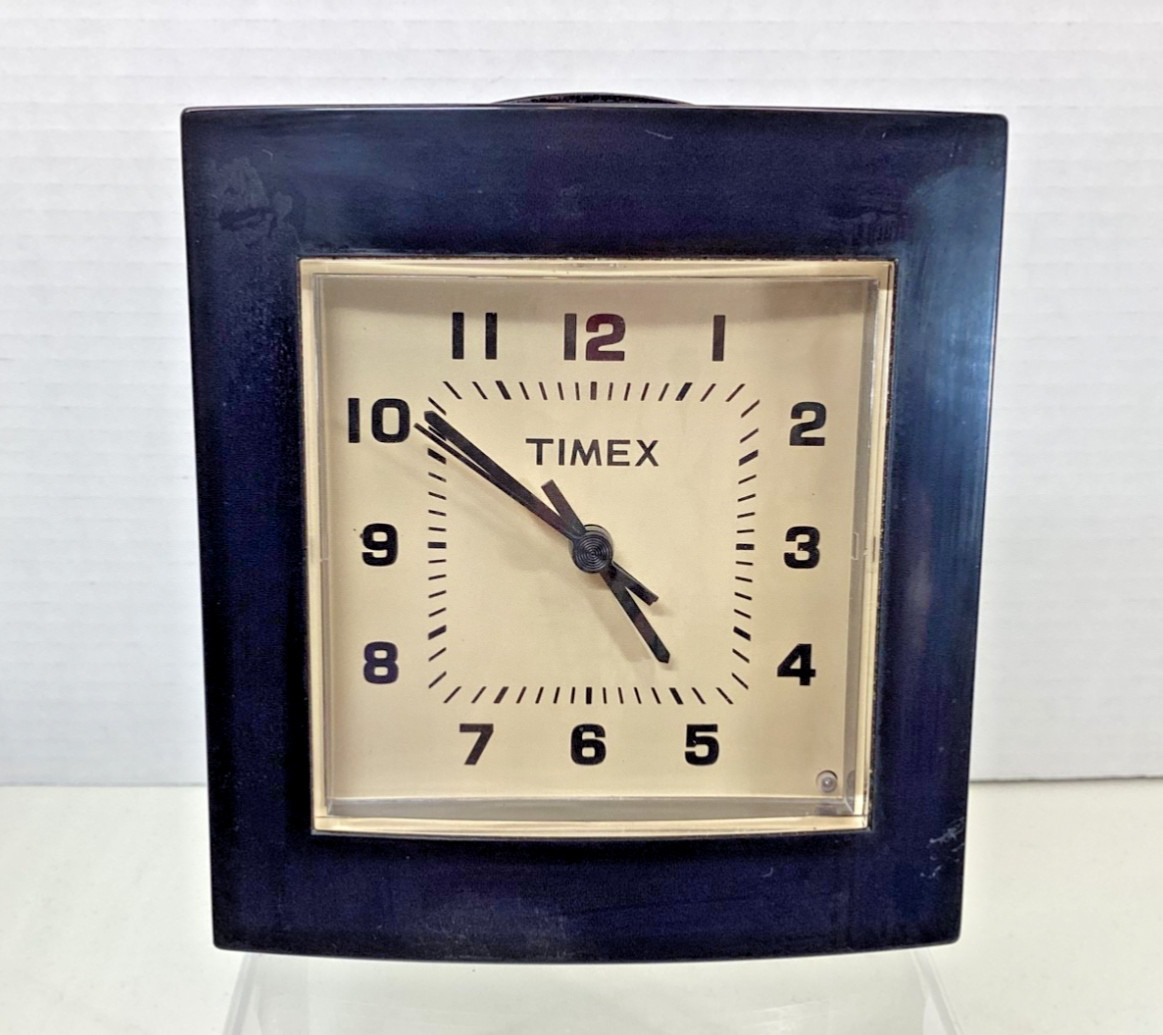 Timex Alarm Clock Travel Table Top Snooze Alarm Battery Run Tested Works Vintage
