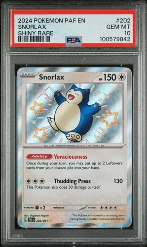 PSA 10 Snorlax 202/091 Shiny Rare Holo 2023 Paldean Fates Pokémon TCG English