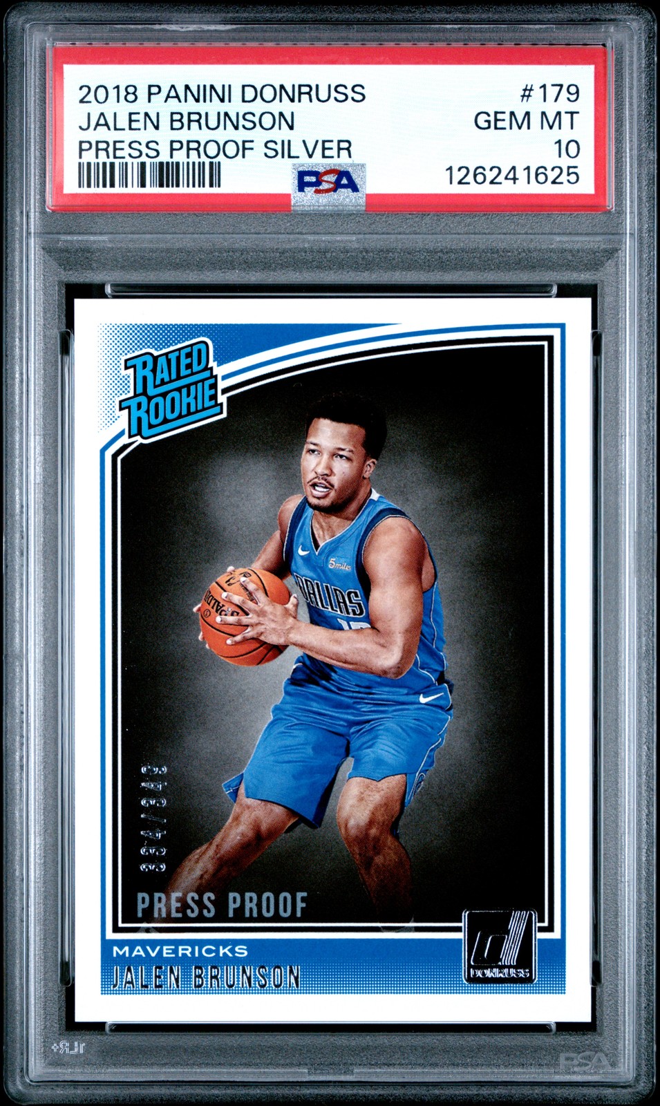 2018 PANINI DONRUSS PRESS PROOF SILVER #179 JALEN BRUNSON 334/349 PSA 10