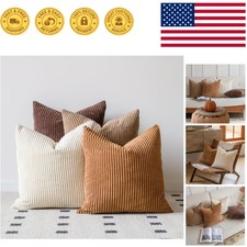 Farmhouse Neutral Throw Pillow Covers 18x18 - Set of 4 Easy Care Accent Pillows