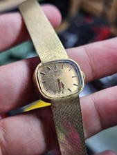 Bulova Accutron Quartz women's cushion-case wristwatch with textured gold mesh