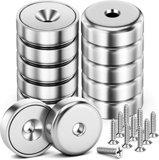10 Pack 40 LBS Strong Magnets with Holes,Neodymium 10 40LBS, Silver
