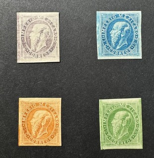 Mexico Old Postage Collectible Stamps #31a 34a 1866 MLH
