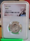 1961-D Washington Quarter, NGC Graded, MS65