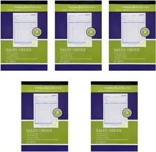 "5 Pack Large Sales Order Book Receipt Invoice Duplicate Carbonless 50 Sets 5-9