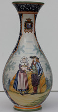GRAND VASE ANCIEN EN FAIENCE DE QUIMPER - HENRIOT QUIMPER - H.38 cm - 1800 g