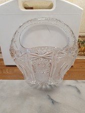 Large Heavy Cut Crystal Bowl With Handle H26cm X W23cm Wt 2kg Vgc