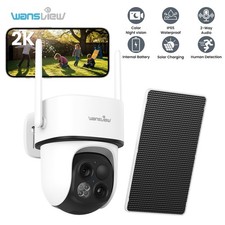 Wansview Wireless Solar Security Camera 360 PTZ 2K Dual-Cam Color Night Vision