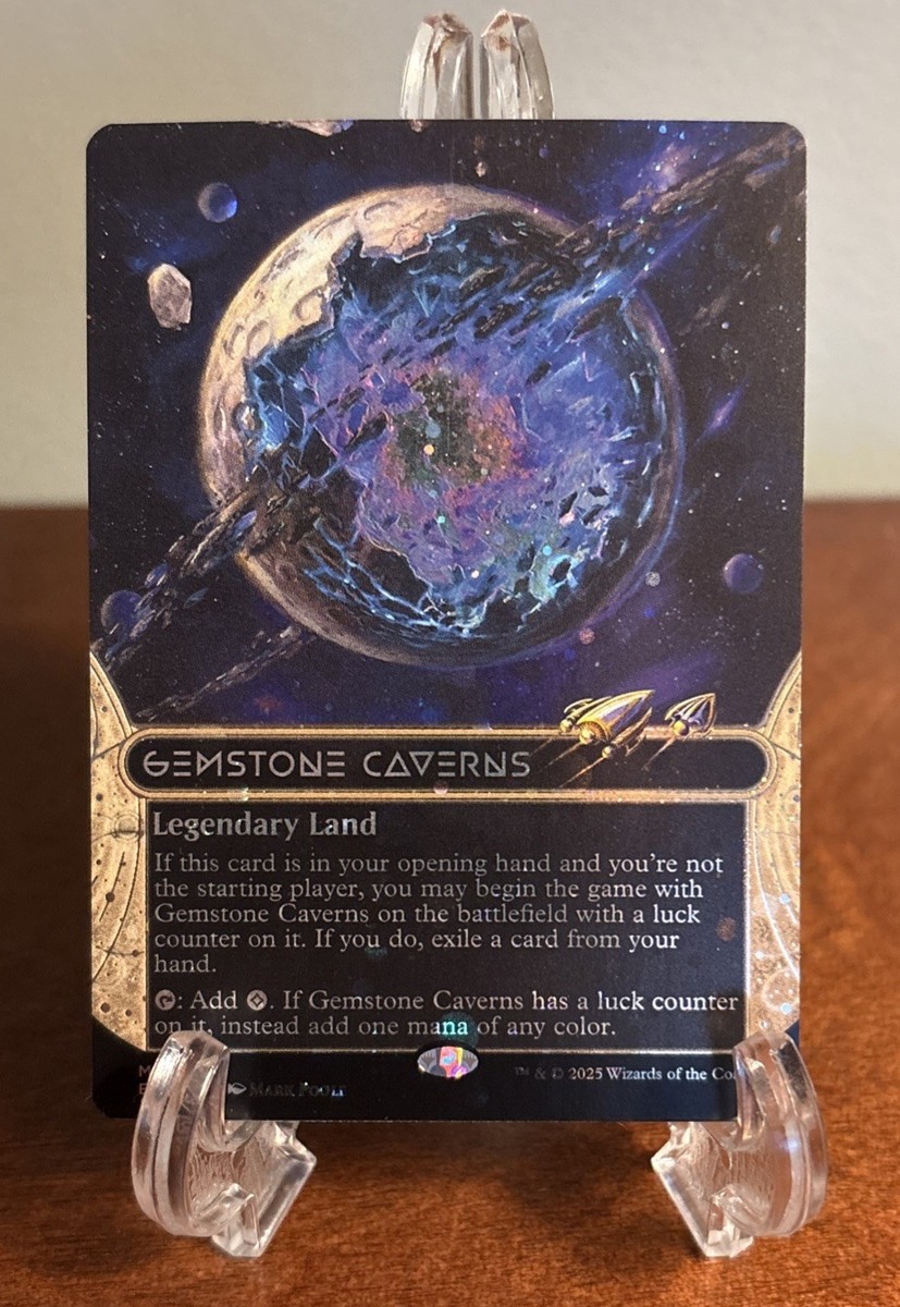 MTG Gemstone Caverns (0106) (Borderless) (Galaxy Foil) Edge