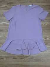 Pleione Anthropology Blouse Blush Pink Peplum Size Small Made in USA Romantic