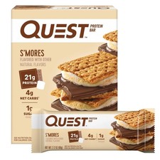 Quest Nutrition S'mores Protein Bar, 21g Protein, 4g Net Carbs, 1g Sugar, Gluten