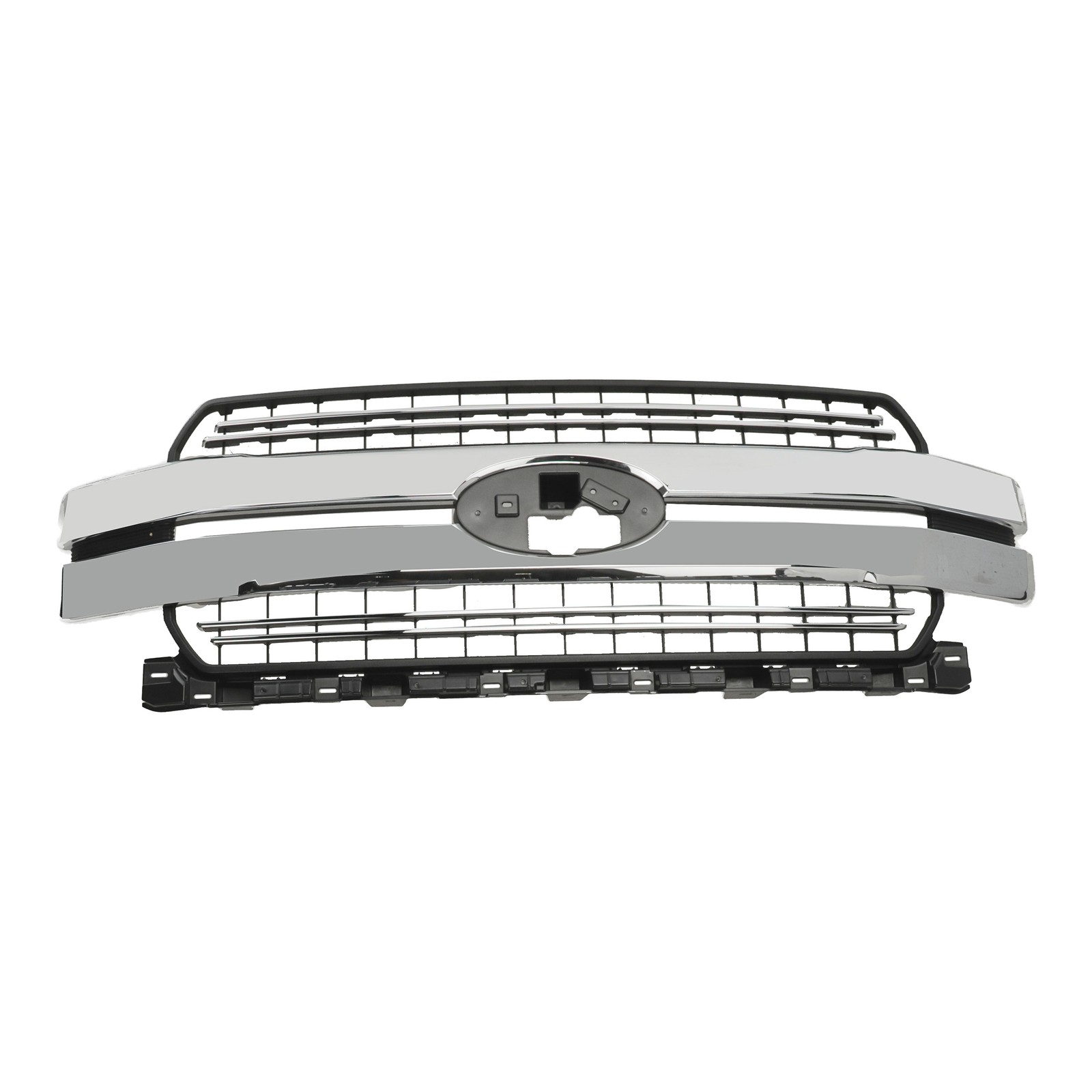 Parrilla del radiador frontal cromada de 2 barras para Ford F-150 2018-2019 (N/P JL3Z-8200-GA)