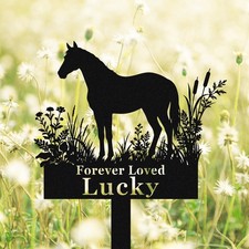 Custom Horse Memorial Grave Marker, Personalized Metal Stake, Pet Loss Gift