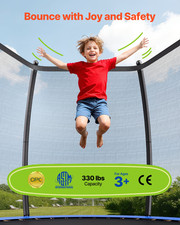 10FT Outdoor Trampoline w/Enclosure Net ASTM Approved 265LBS for Kids Adults