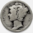 1924-P Mercury Dime 10c Good AG+ * Original Surfaces * 1924P #1
