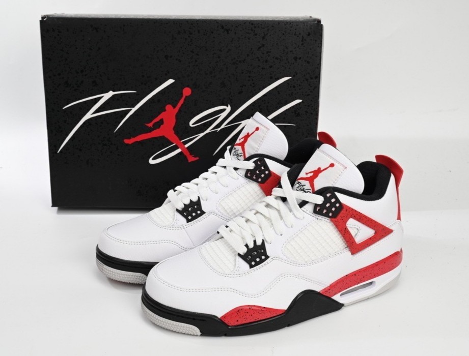 US Size 7-12 Jordan 4 Retro ''Red Cement'' Mid Top Men Baske
