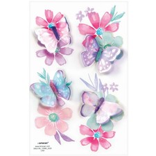 Butterfly Flutter 3D Tattoos 4 Sheets Per Pack 6" x 4" Sheets