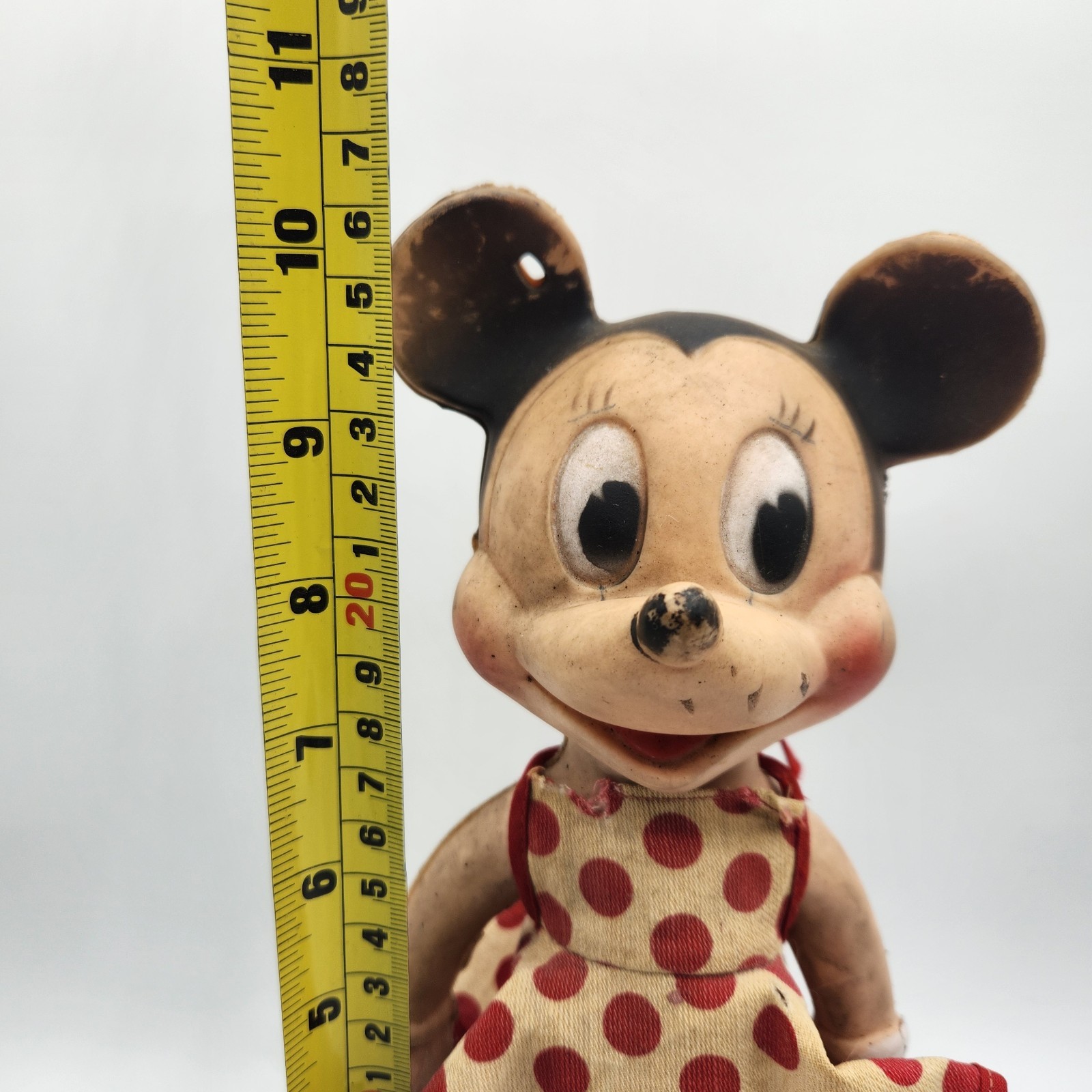 Vintage 1950s Minnie Mouse 10 Inch Rubber Squeeze Doll Sun Rubber Company