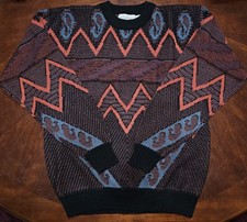 Vintage "Graphix" Grandpa Cosby Geometric Pullover Sweater Red Blue  Black