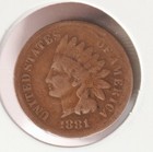 US Rare Old West 1881 Indian Head Penny Coin American Collection Shield Cent USA — photo 1