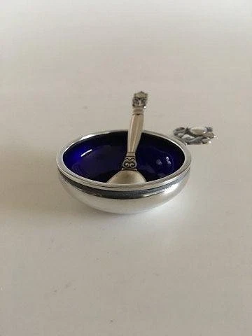 Salero Georg Jensen plata esterlina bellota nº 62 con cuchara de sal Foto 2 de 4