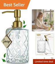 Chic Refillable Soap Dispenser in Clear Glass with Rustproof Golden Pump - 340ml