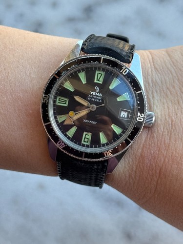 Vintage Yema Skin Diver Watch 8755 Manual Mens 38mm Swiss Made Just Serviced !