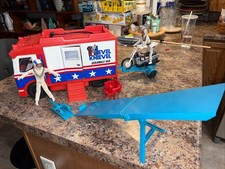 Vintage Evil Knivel Scramble Van and 2 Evil Kniel Dolls & Accessories