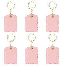 6pcs Leather Keychain,70mm Sublimation Keychain Blanks,Rectangular,Pink