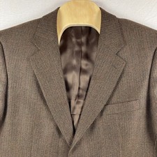 VTG Brooks Brothers 346 Blazer Mens 44R Brown Houndstooth Wool Tweed Sport Coat