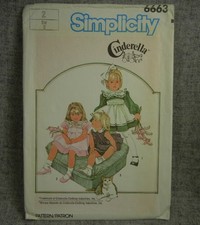 Simplicity 6663 Girls Dress apron sash Cinderella collar high waist size 2T Cut