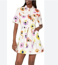 Desigual Belgica Christian Lacroix Floral Shirt Mini Dress XS Women Tie Waist