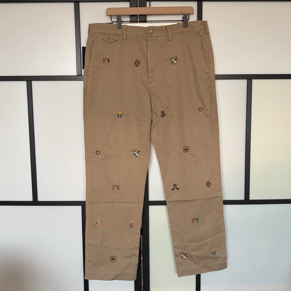 Polo Ralph Lauren Embroidered Chino Pants Sz 36x30 Old Money Preppy Holiday NWT - Image 2 of 4