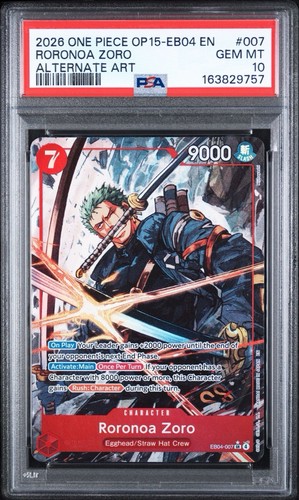 Roronoa Zoro (Alternate Art) graded PSA 10 for sale on eBay