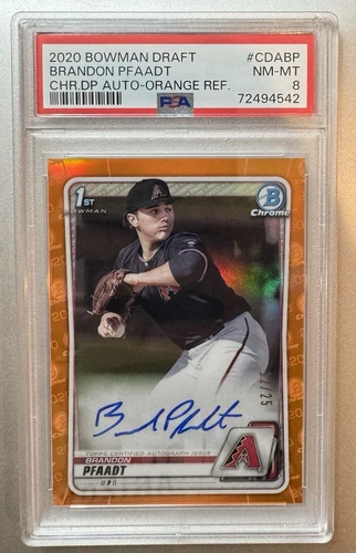 2020 Bowman Chrome 1st Brandon Pfaadt Refractor Auto  PSA 8 Orange /25