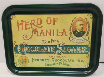 Hershey Chocolate Co. Hero Of Manila Flor Fina Chocolate Segars  Metal Tray- NOS