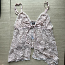 Fairy Coquette Babydoll Lace Flowy Butterfly Bow Tie Front Asymmetric Hem Medium