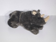 RARE VTG Aurora FLOPSIES Gray Rhino Bean Filled Stuffed Animal Plush Toy 12" EUC
