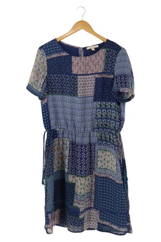 ESPRIT Abito Donna In Cotone Blu Brillante | Vestito Corto Al Ginocchio Con Scollo A V, Colletto Alto E Bottoni Frontali, Taglia 70