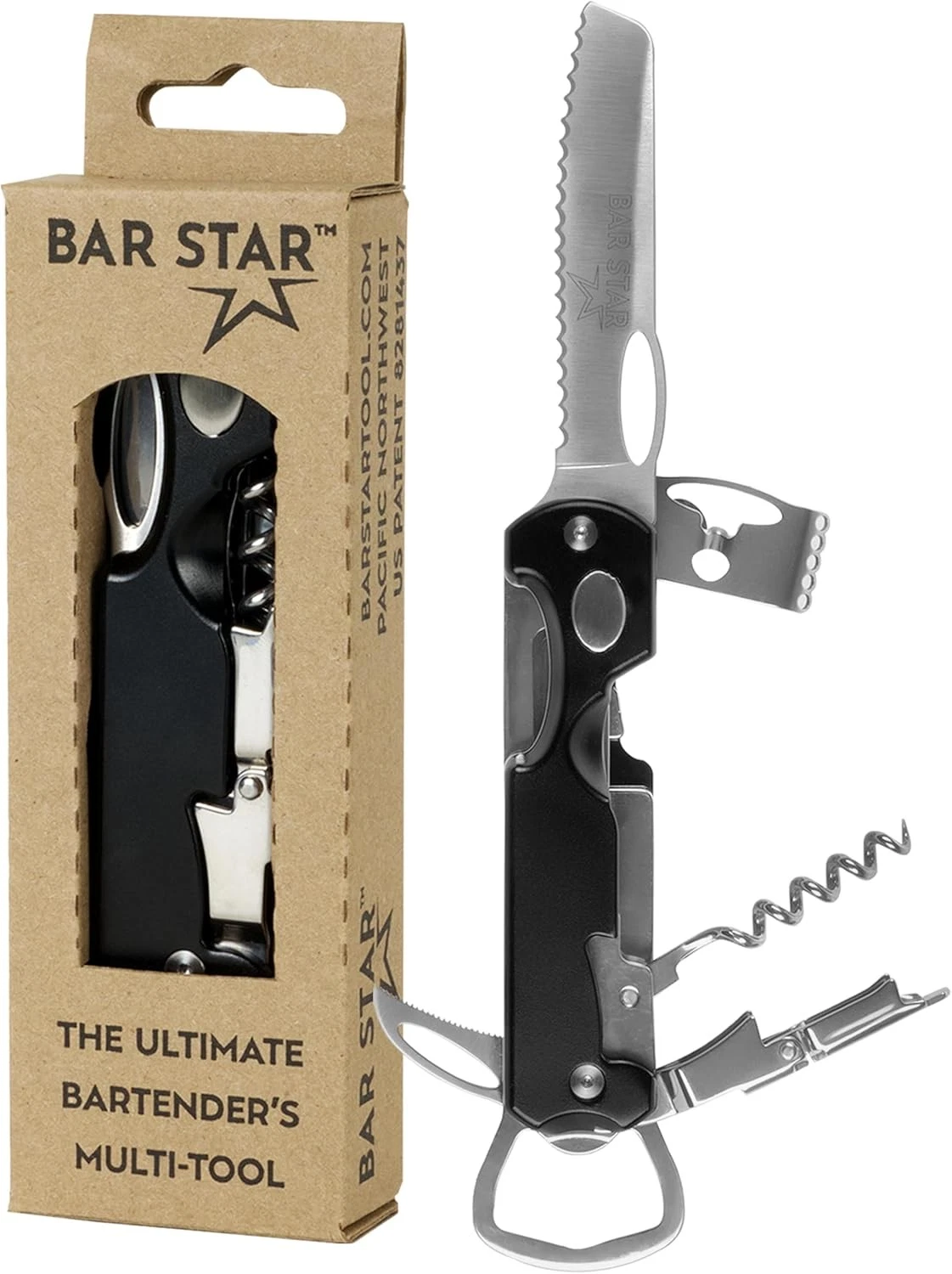 Bartender's All-in-One Bar Tool Set Corkscrew Zester Citrus Knife & Bottle
Opens in a new window or