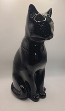 Vintage MCM Black Ceramic Cat Figurine 11.5