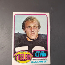 Jack Lambert 1976 AFC All-Pro Steelers RC (NFL HALL OF FAME 1990 -ROOKIE CARD. rookie card picture