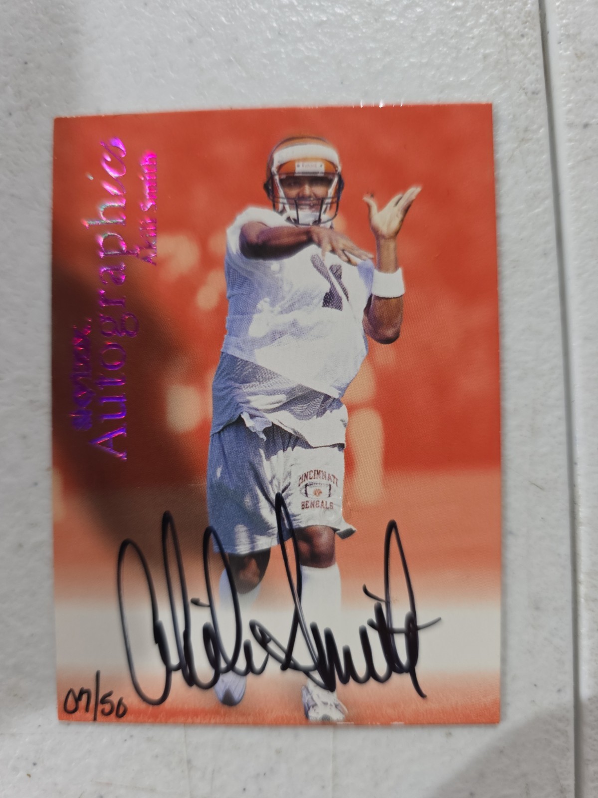 Rare 1999 Akili Smith Skybox Autographics Rookie Auto Purple #07/50