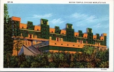 Mayan Temple - Chicago Worlds Fair Illinois- 1933 Linen Postcard