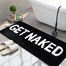 Get Naked Bath Mat Long Runner Cute Bathroom Rug Non Slip Absorbent Black Funny