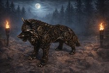 Mystische Gothic Wolfs Figur – handbemalte Deko aus Kunstharz, 3D‑gedruckt