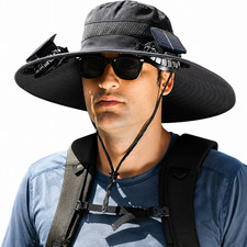 Solar Fan Hat Wide Brim Cooling Hat 2 Fans US...