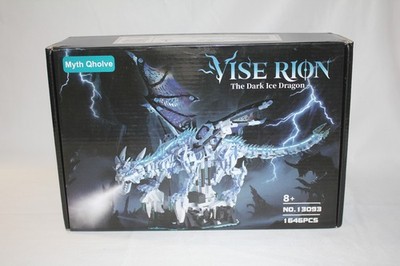 Mechanical Dark Ice Dragon Building Block Set with Hand Crank Motion Movable