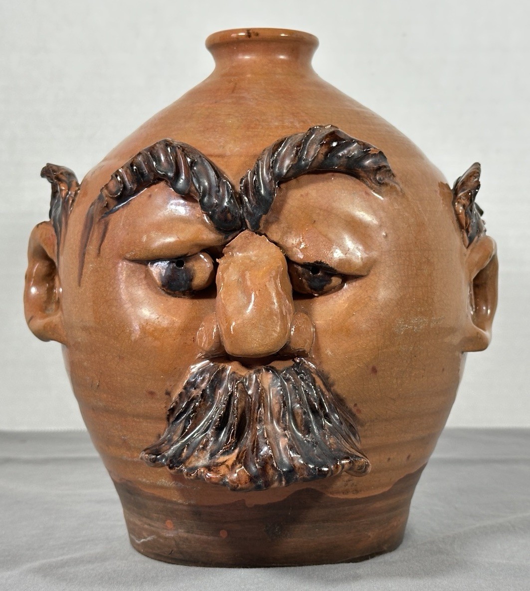 Turtle Creek Pottery Ugly Face Jug Redware Chris Woods Marti McCoy
