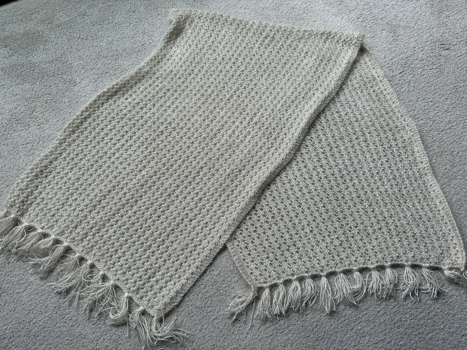 Light Gold Beige Soft Acrylic Scarf Winter Warm Scarves Cover Up Shawl Handmade